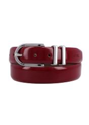 Red leather women's belt PASDS-0159-4C(Z26), front product view on white background.