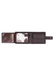Brown men's leather wallet PORMS-0709-1H(Z26) - product view from above, on white background.