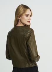 Women's leather jacket in khaki color KURDS-0342-1213(W22)-05