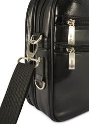 Black leather men's bag TORMS-0483-99(Z25), close-up of product detail, view on white background.
