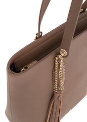 Brown padded faux leather shopper bag TOREC-0905-89(W24)-06