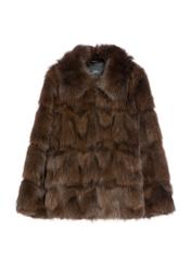 Brown women's fur coat FUTDF-0111-3180(Z25), front product view on white background.