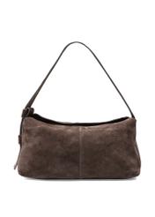 Dark brown suede handbag TORES-1186-89(Z25), product view from the front on a white background.