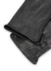 Black women's leather gloves REKDS-0100-99(Z25), close-up of the product detail on a white background.