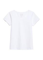 White basic women's T-shirt TSHDT-0111-0A(KS), product visible from the front on a white background.