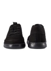 Black men's leather shoes BUTYM-0529-99(W26), front and back product view on white background.