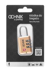 Gold TSA combination padlock AW-015-0002-28(W25), view of the product in the packaging on a white background.