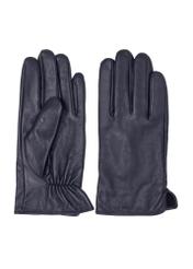Men's navy blue leather gloves REKMS-0009A-69(Z25), front product view on white background.