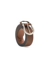 Brown women's leather belt PASDS-0274-1H(W26), diagonal view of the product on a white background.