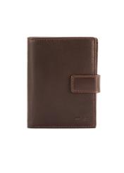 Medium brown men's wallet made of genuine leather PORMS-0670-89(Z25), product view from the front on a white background.