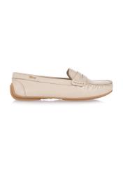 Women's beige leather moccasins BUTYD-1054-81(W24)-01