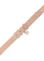 Beige women's leather belt PASDS-0275-81(Z25), product view with buckle on white background.