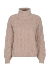 Beige women's turtleneck sweater SWEDT-0198-24(Z23)-03