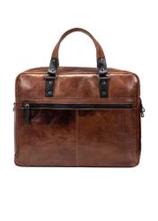 Brown leather men's bag TORMS-0100-1H(W26), product view from the back on a white background.