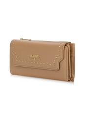 Large beige ladies wallet with rhinestones POREC-0378-82(W24)-02