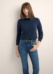 Navy blue women's cashmere and wool sweater SWEDT-0251A-7E(Z26)