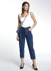 Granatowe spodnie mom jeans damskie SPODT-0055-69(W21)-05