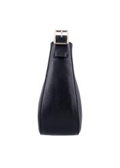 Black leather women's shoulder bag TORES-1348-9I(Z26), side product view on white background.