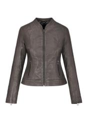 Cocoa stitched leather jacket for women KURDS-0504-1355(W24)-04