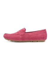 Women's leather moccasins in fuchsia color BUTYD-1262-5E(W26), side view of the product on a white background.