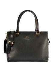 Leather black women's shopper handbag TORES-1204-9I(W26), product view from the front on a white background.