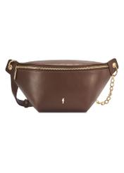 Brown women's waist bag TOREC-0788-1H(Z26) , product view from the front on a white background.