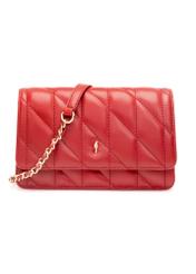 Small quilted women's handbag in red color TOREC-1150-4B(W26), front product view on white background.