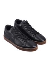 Men's black leather sneakers BUTYM-0405C-99(Z26) - product view from above, on a white background.