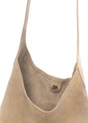 Cream suede women's handbag TORES-1308-0B(W26), close-up detail on white background.