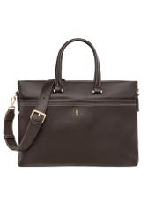 Brown women's briefcase TOREC-1372-1H(Z26) - front product view, on white background.