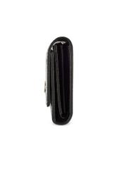 Black large women's wallet with monogram POREC-0421-98(Z25) - side view of the product on a white background.