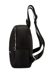 Black medium women's backpack with a waist bag TOREN-0327-99(Z25), side view of the product without the waist bag on a white background.