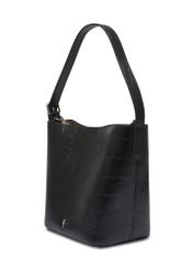 Black croco women's handbag TOREC-1305-9G(Z26). Side view diagonally on a white background.