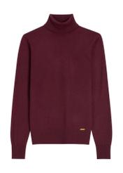 Women's burgundy wool turtleneck SWEDT-0266-4D(Z26) - front product view, on white background.