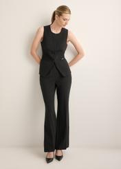 Elegant black women's vest KAMDT-0040-99(Z26), front view of the product on the model. Full body visible.