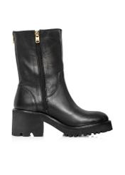 Black insulated leather women's ankle boots BUTYD-1133-99(Z24)-03