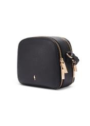 Leather two-compartment women's handbag in black TORES-1428-9I(Z26), diagonal product view on a white background.