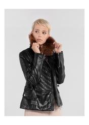 Women's leather jacket with belt KURDS-0251-2038(Z20)-01