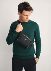 Men's black TORMN-0380-98(Z25) waist bag - front view of the product on a white background. Half of the silhouette visible.