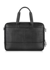 Black leather men's bag TORMS-0015R-9I(W26) - product view from the back, on a white background.
