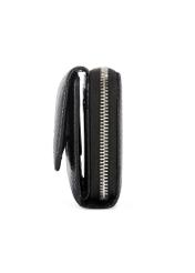 Black leather women's wallet PORES-0802 R-98(Z 25), product view from the side on a white background.