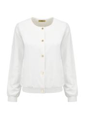 Cream button-up women's hoodless sweatshirt BLZDT-0096-12(W24)-04