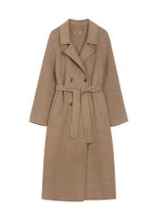Long brown women's coat with wool PLADT-0070-1K(Z26)