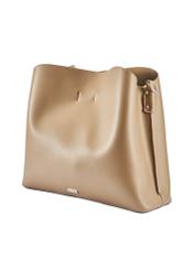 Beige women's shopper bag TOREC-0862B-81(Z25), diagonal product view on white background.