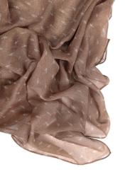 Light brown women's scarf with monogram SZADT-0200-1H(W26), close-up of the product detail on a white background.