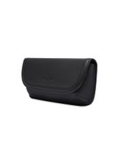 Black leather case PORMS-0698-99(W26), diagonal product view on a white background.