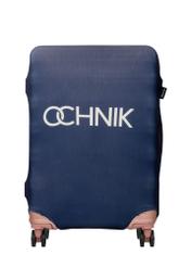 Navy blue cover for medium suitcase AW-013-0002-7D-M(W26), front product view on the suitcase.