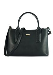 Black leather women's handbag TORES-1156-99(Z25), product view from the front on a white background.