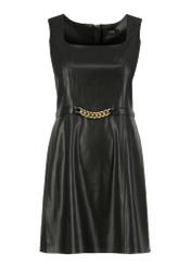 Black imitation leather dress SUKDP-0002-99(W23)-04