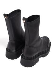 Black leather women's ankle boots BUTYD-1324-99(Z26), product view from the back on a white background.